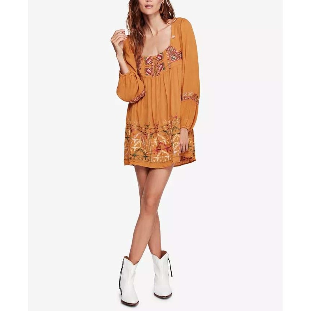 Free People Rhiannon Embroidered Boho‎ Mini Dress SizeSmall